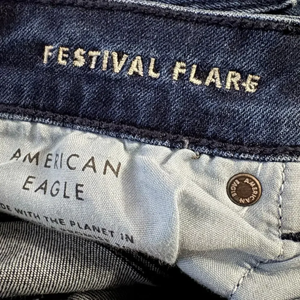American Eagle Ne(x)t Level Stretch Festival Flare Jean 18 Regular Women’s Blue - Picture 5 of 7